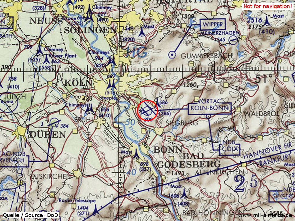 Map with Cologne Bonn airport from 1972