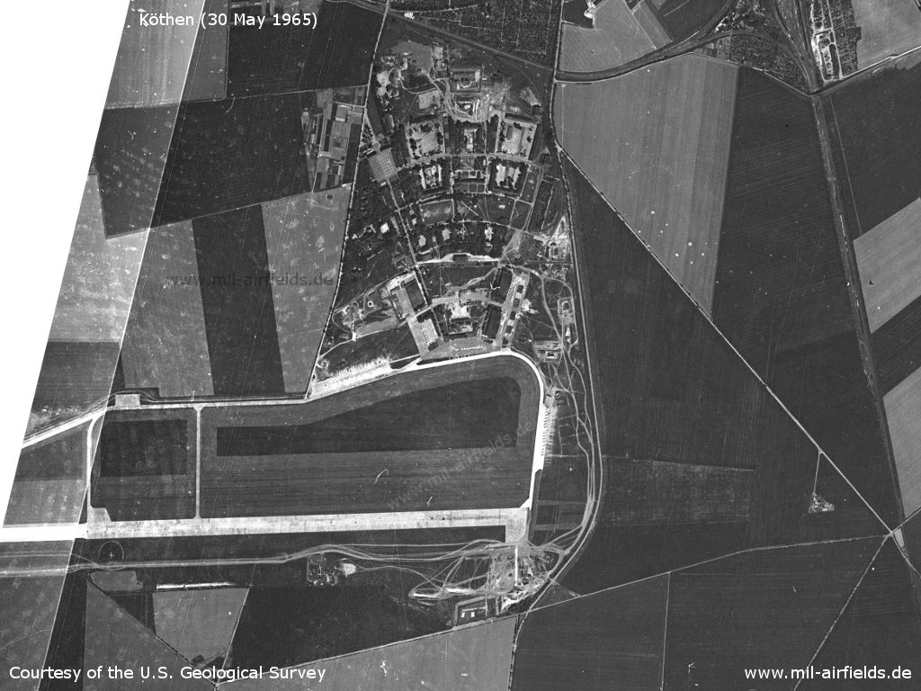 Flugplatz Köthen auf einem Satellitenbild 1965