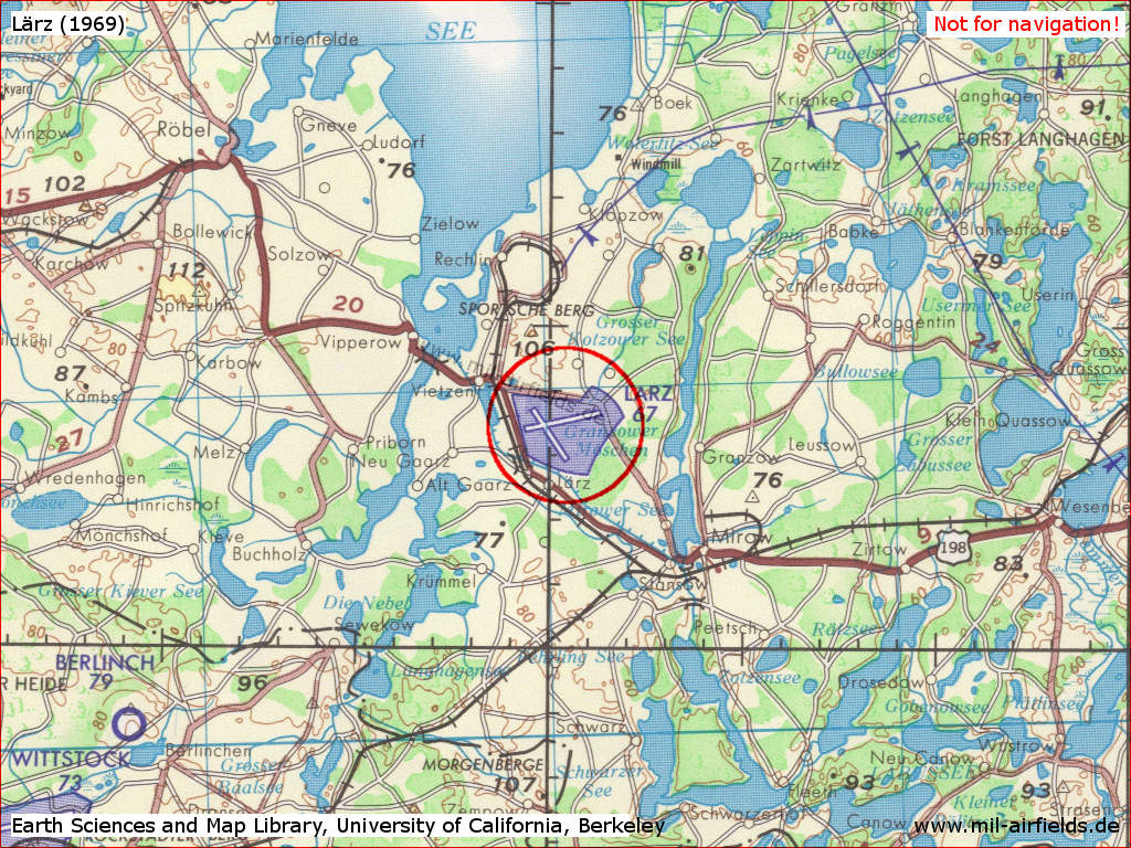 Lärz Air Base on a US map from 1969