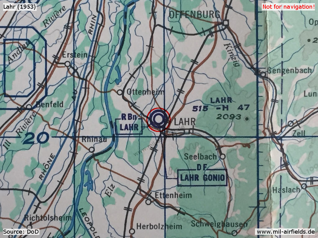 Map of Lahr airfield / Base aérienne 139 Lahr 1953