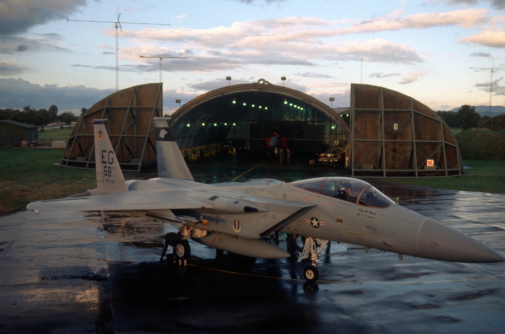 F-15 Eagle of the 58th TFS USAF in front of a hangar at Lahr Air Base Germany