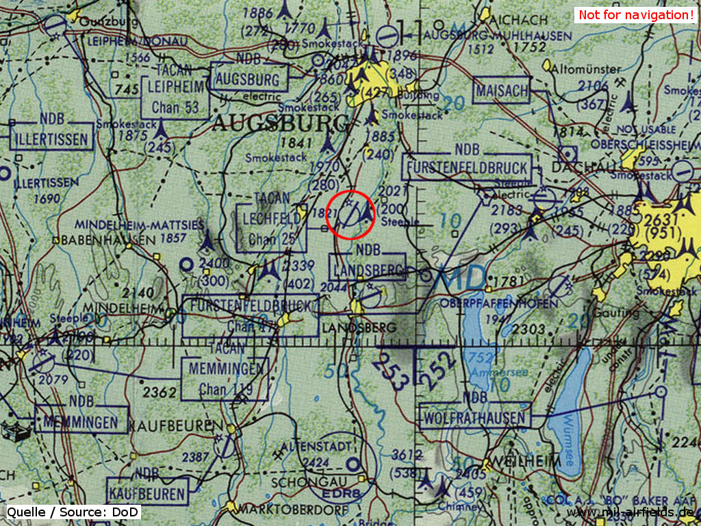 Lechfeld Air Base on a map from 1981