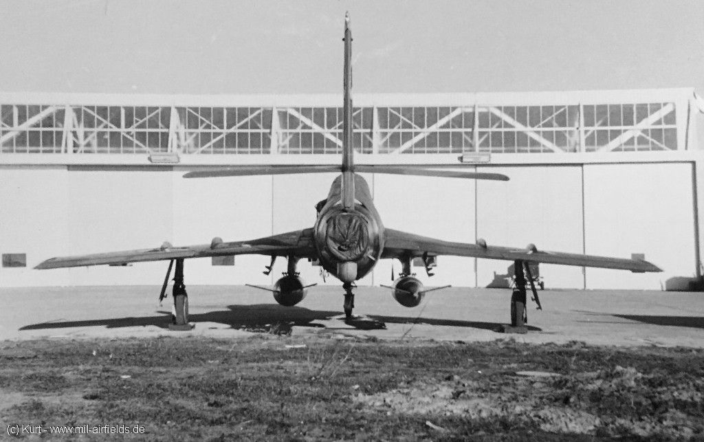 German Air Force RF-84F in front of a hangar, Leck Aerodrome