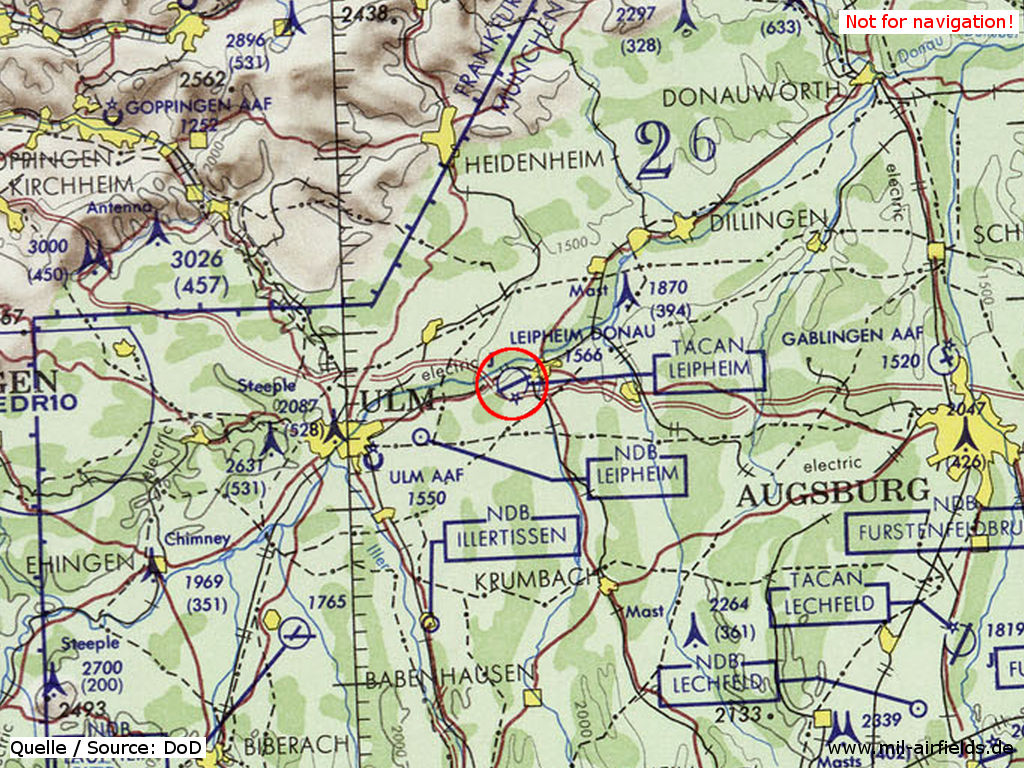 Map with German Air Force Base Leipheim