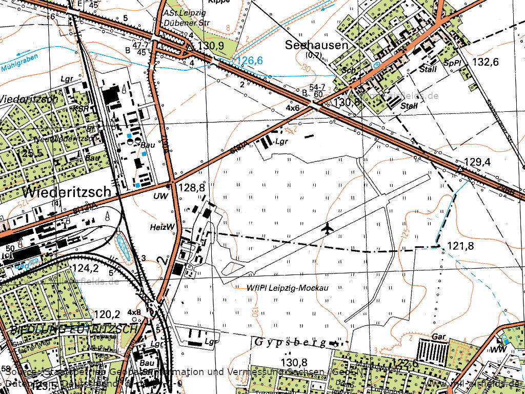 Leipzig Mockau Aiport map, East Germany 1985