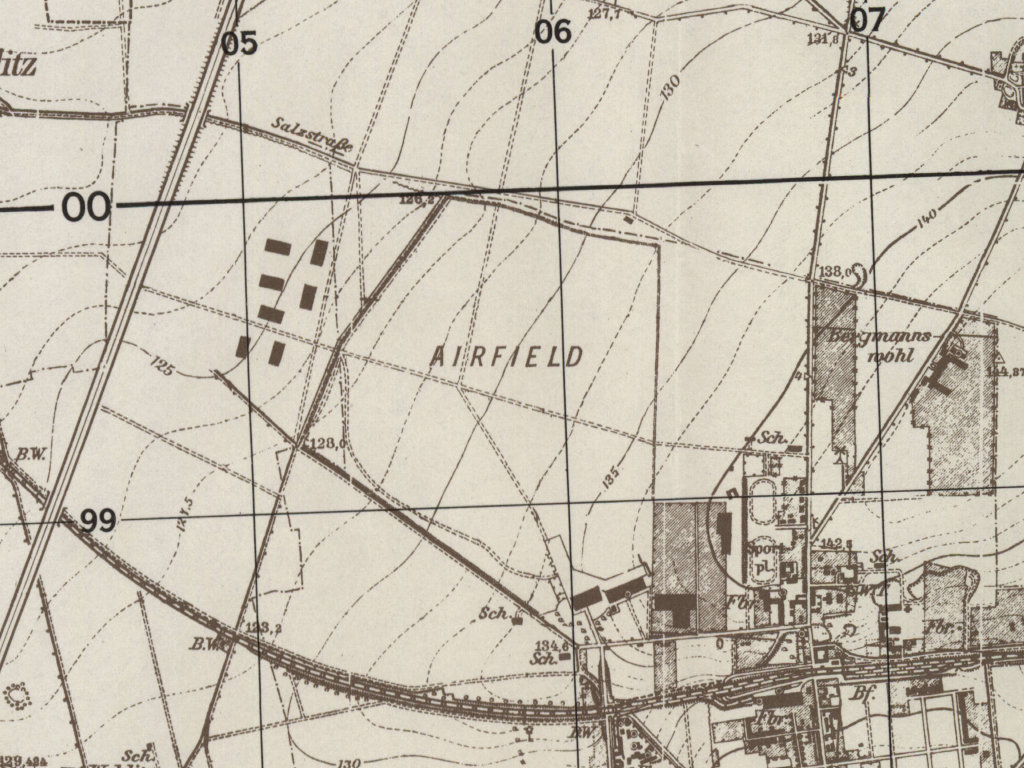 Flugplatz Halle/Leipzig Schkeuditz auf einer Karte 1951