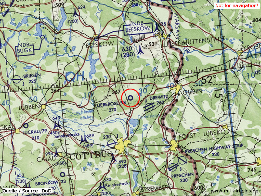 Lieberose airfield on a US map 1972