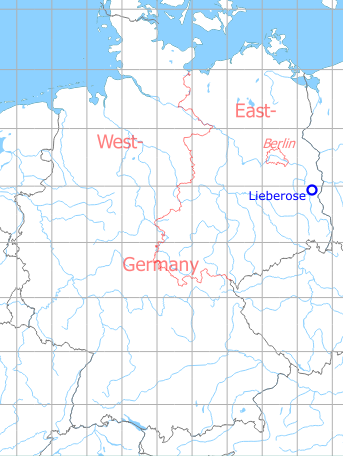 Map with location of Lieberose Airfield, Germany