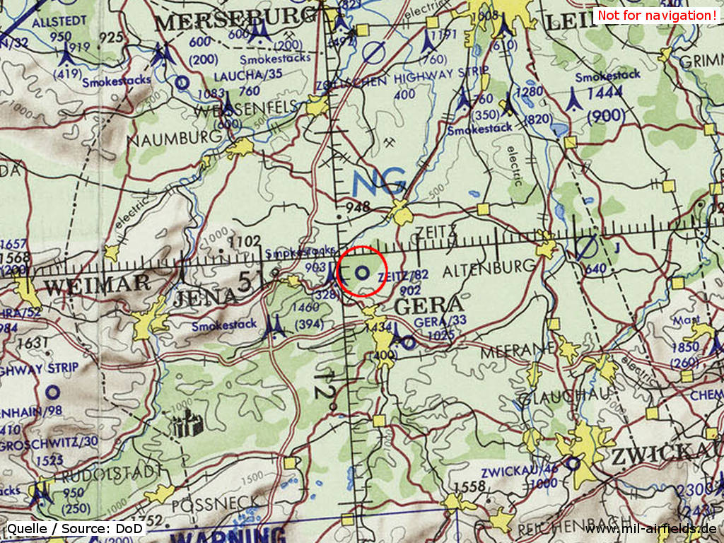 Lonzig Airfield on a US map 1972
