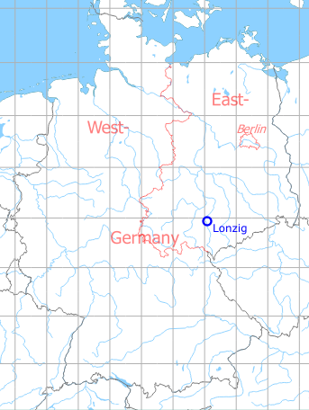 Map with location of Lonzig Airfield, Germany