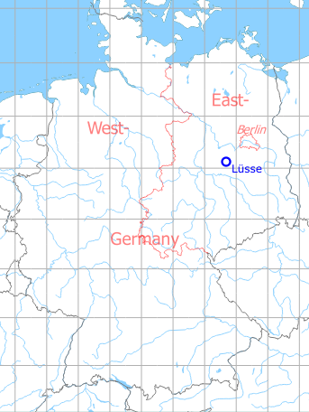 Map with location of Lüsse Airfield, Germany