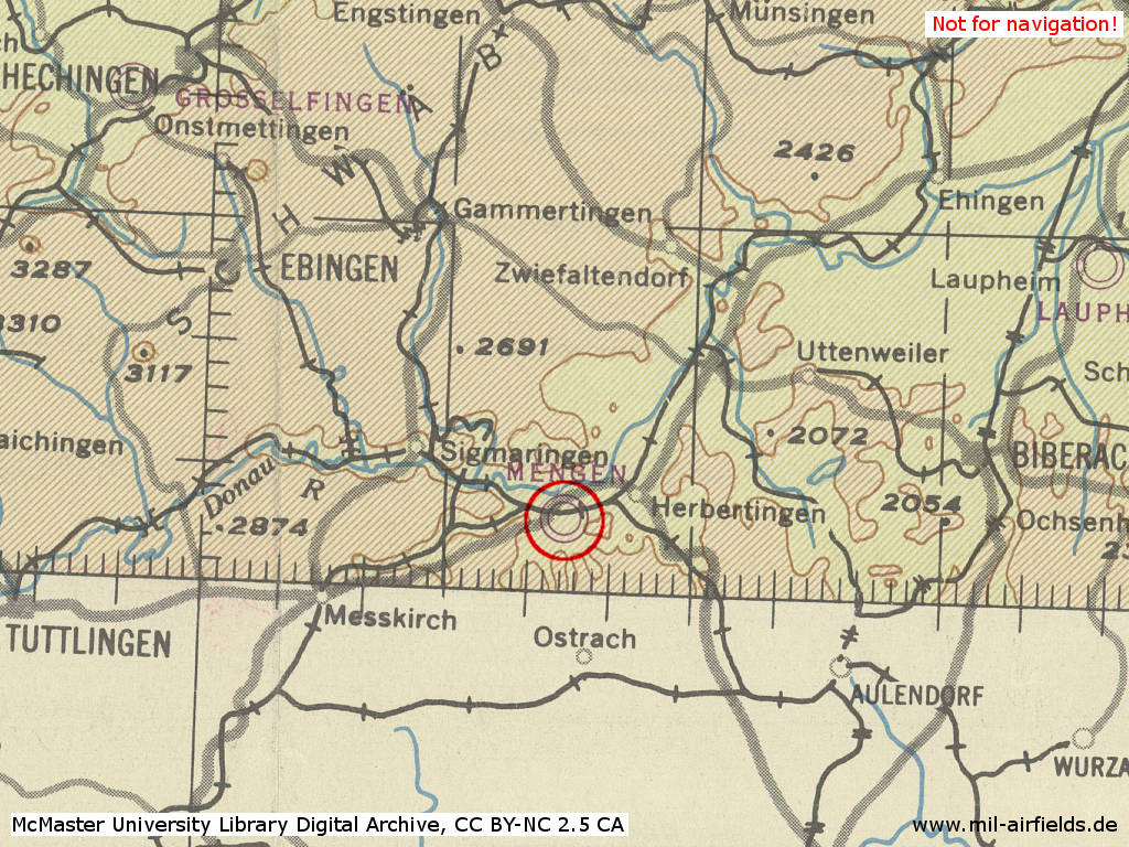 Flugplatz Mengen Karte aus dem Jahr 1944