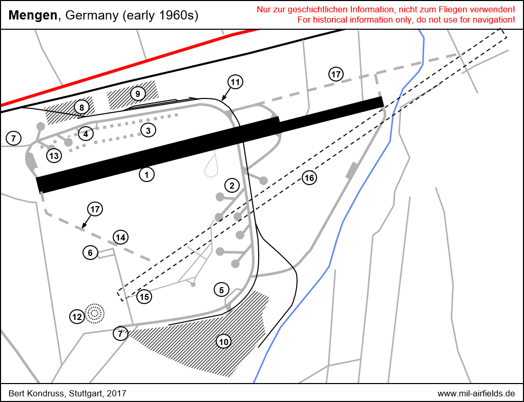 Map of Mengen airfield in the early 1960s