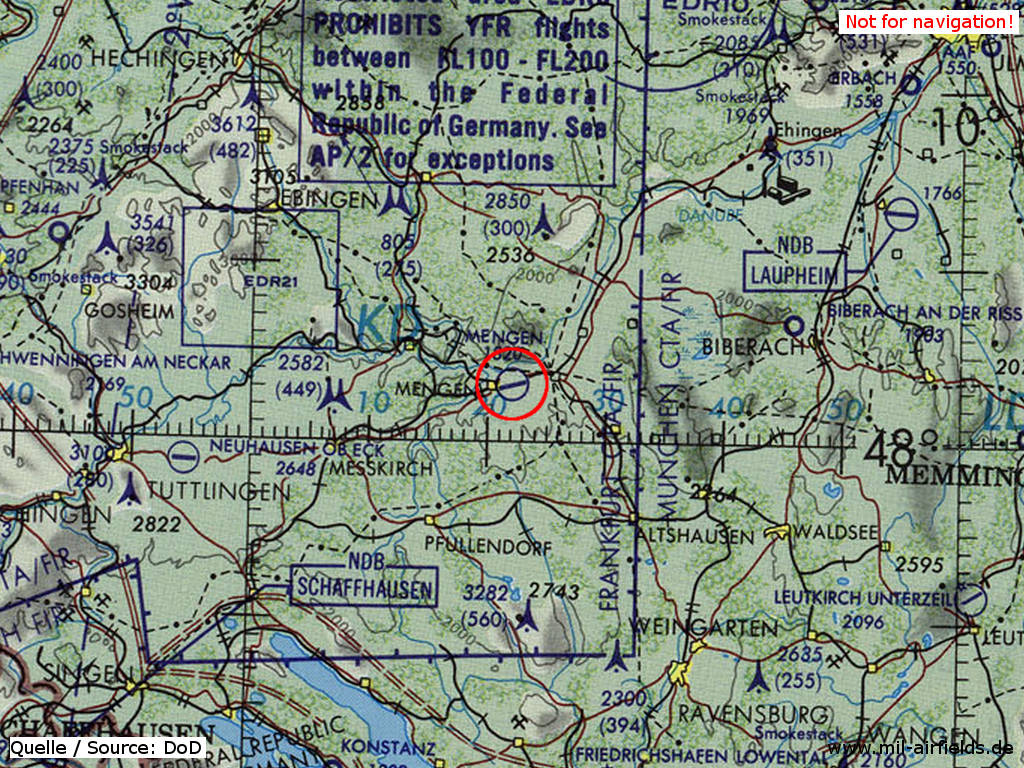 Airspace on a map from 1981