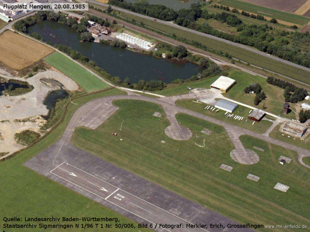 Aerial picture of Mengen airfield in 1985,  northwestern edge
