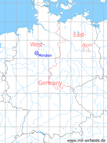 Map with location of Minden Heliport, Germany