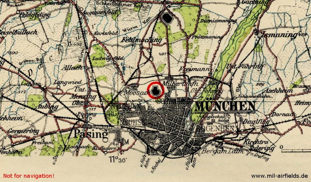 Map of airfields in Munich 1932