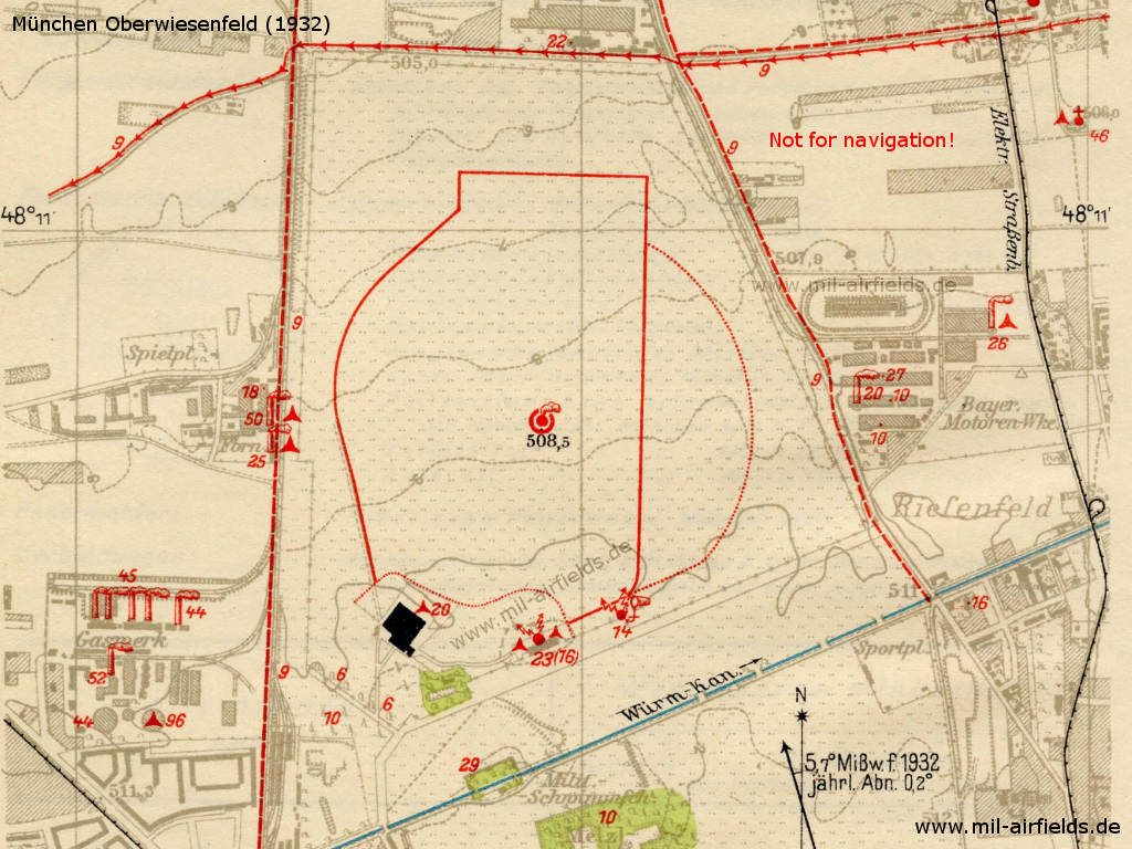 Map of Munich Oberwiesenfeld airfield 1932