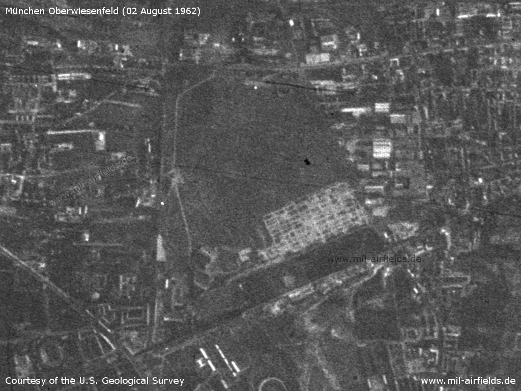 Flugplatz München Oberwiesenfeld auf einem Satellitenbild 1962