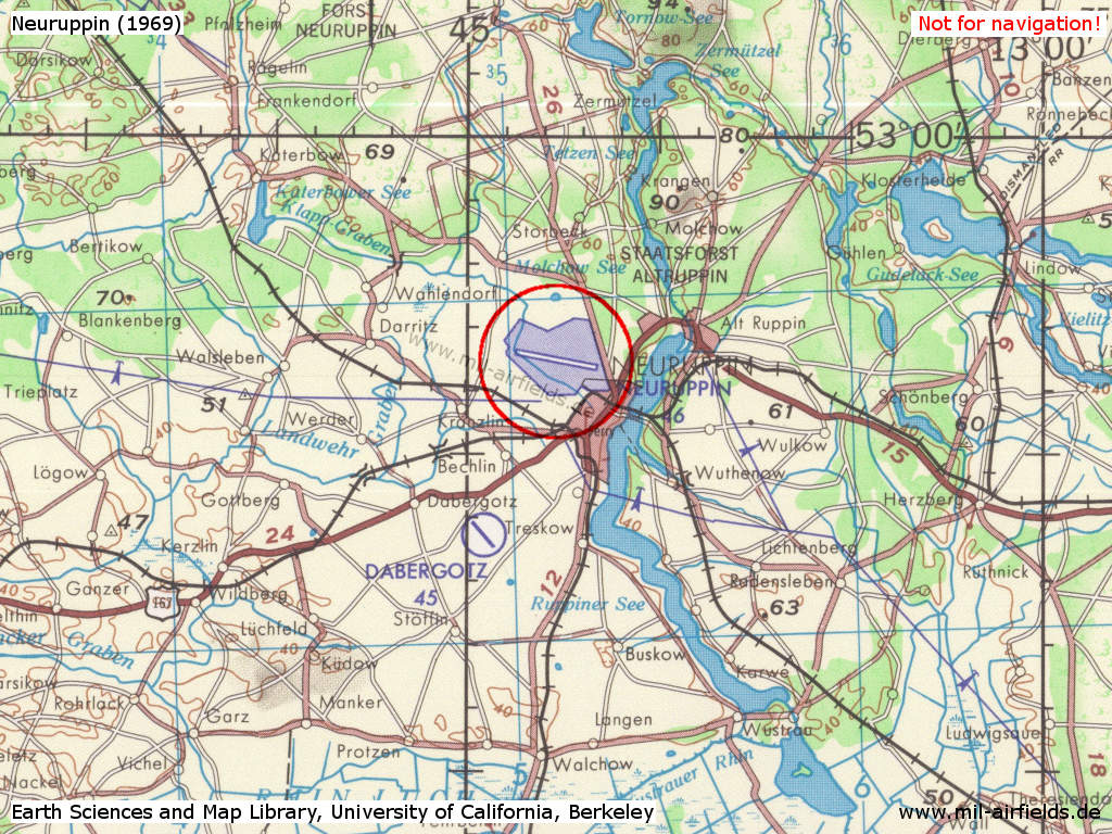 Neuruppin Air Base on a map 1969