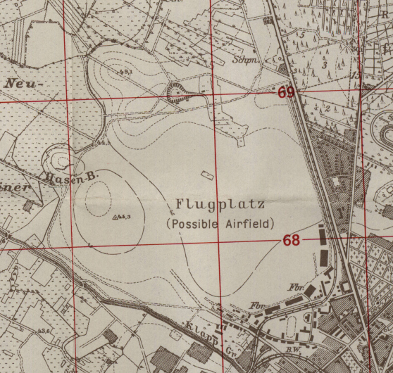 Neuruppin air base on a map 1952
