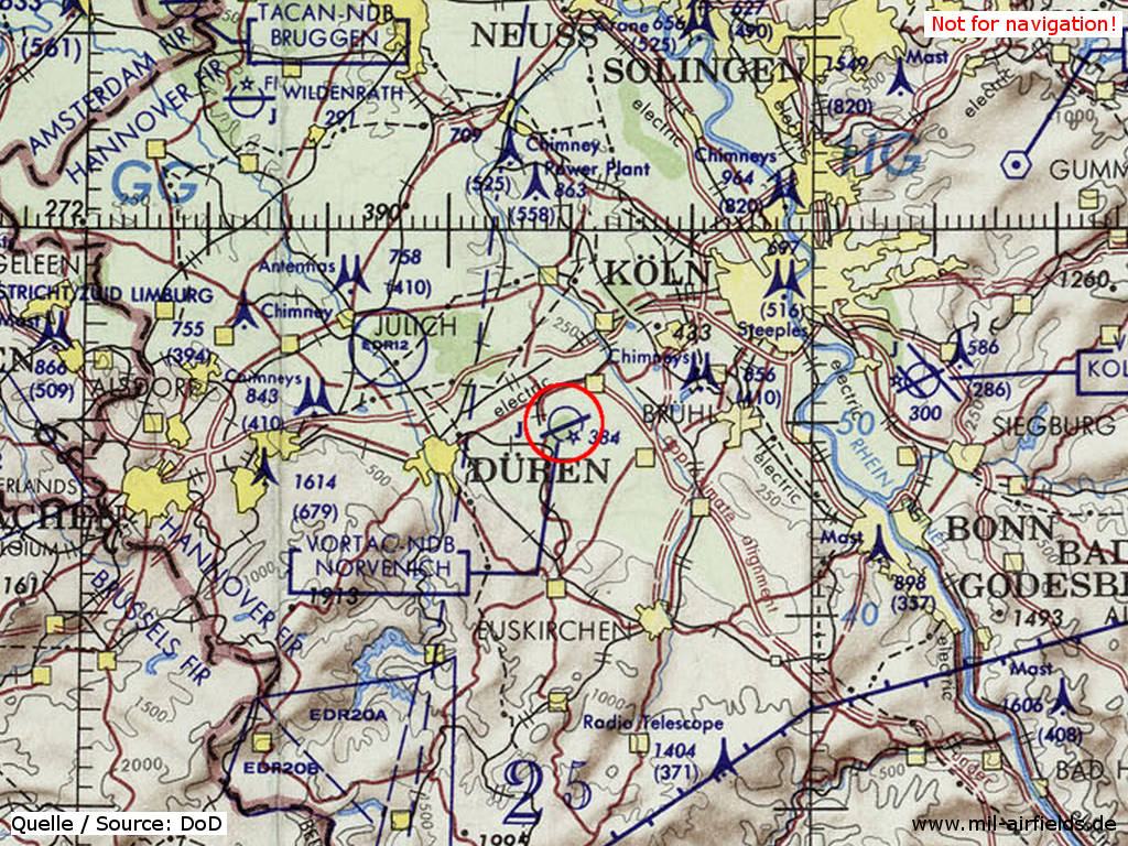 Fliegerhorst Nörvenich auf einer US-Karte 1972