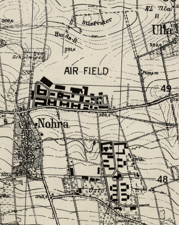 Nohra airfield, Germany, on a US map 1952