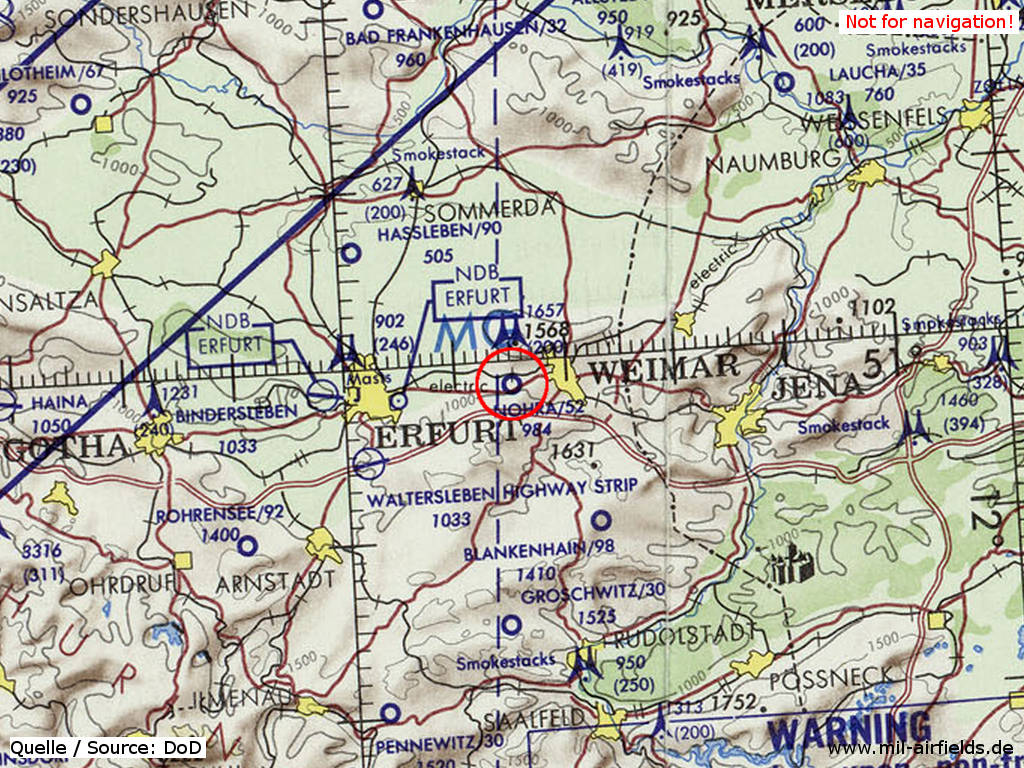 Nohra Soviet Airfield on a US map from 1972