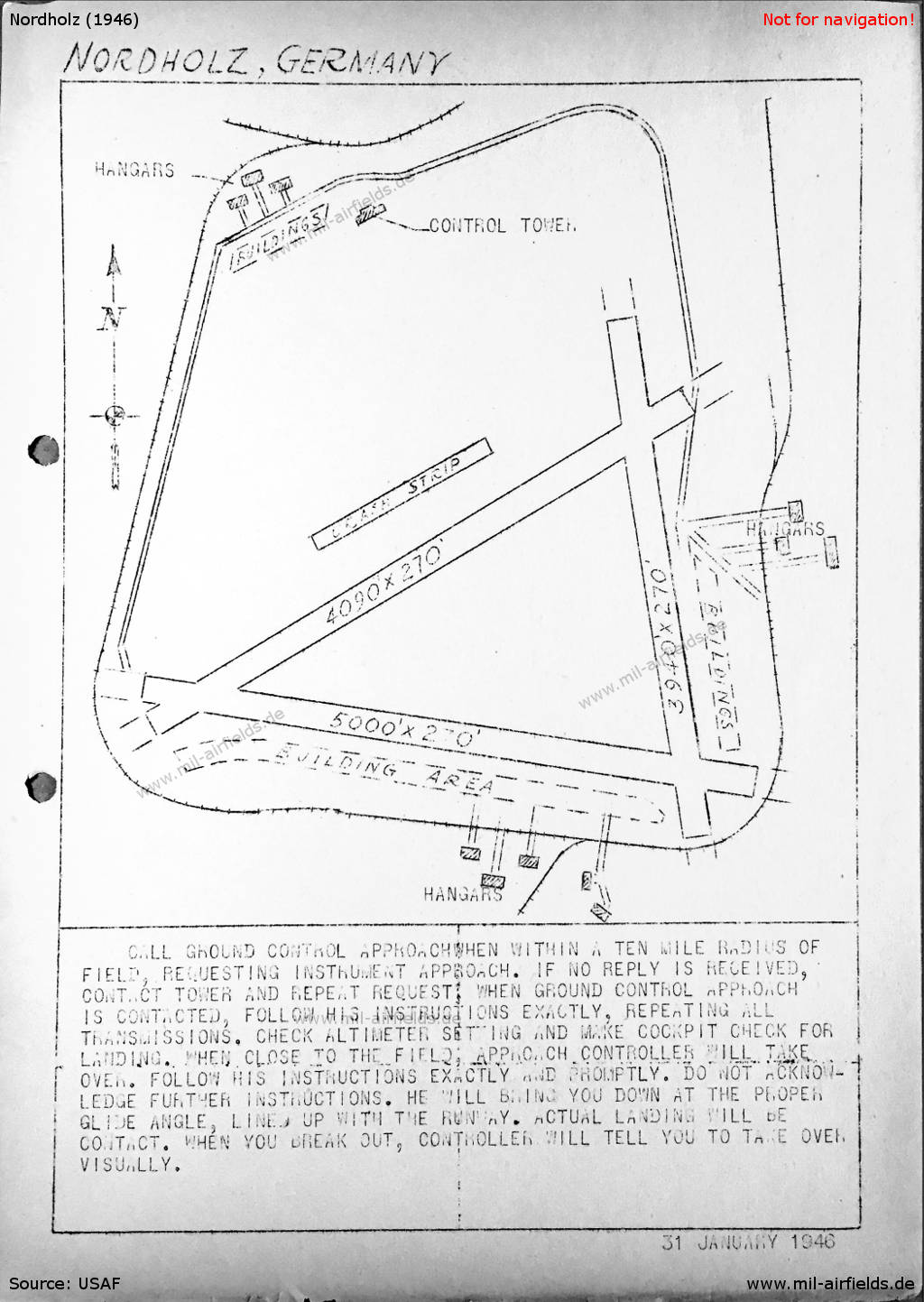 Nordholz Airfield on a US map from 1946