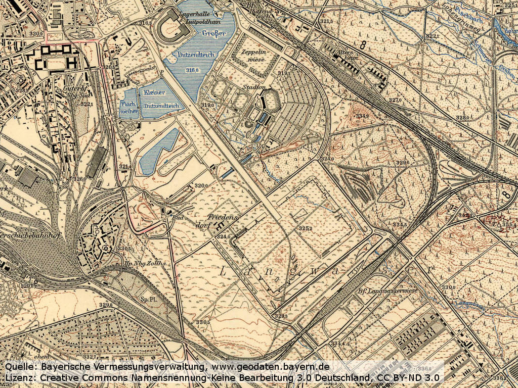 Topographic map Nuremberg 1953/1954