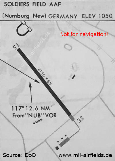Map of Nuremberg Soldiers Field Army Airfield, Germany 1967