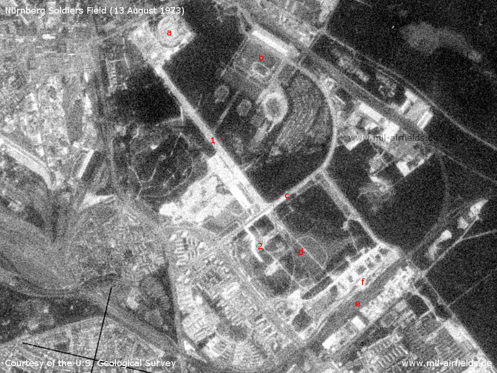 Flugplatz Soldiers Field Nürnberg auf einem Satellitenbild 1973