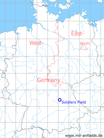 Map with location of Nürnberg Soldiers Field Army Airfield, Germany