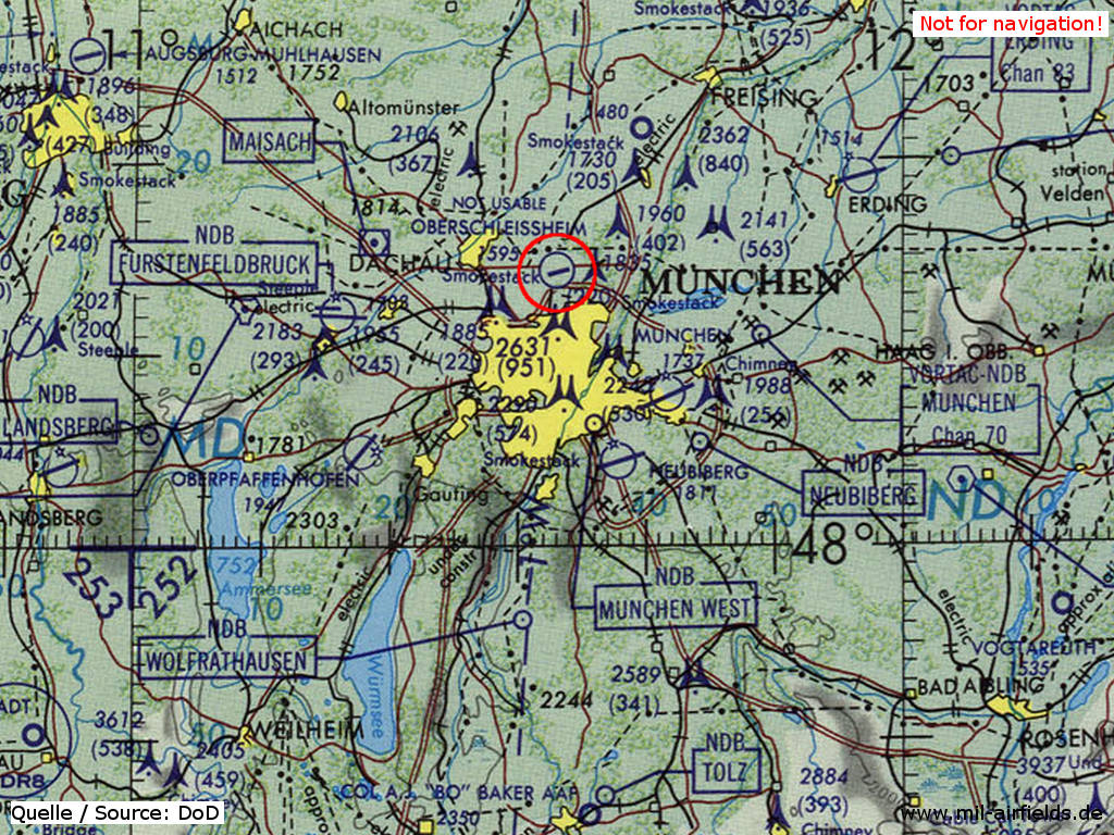 Karte der Flugplätze München 1981