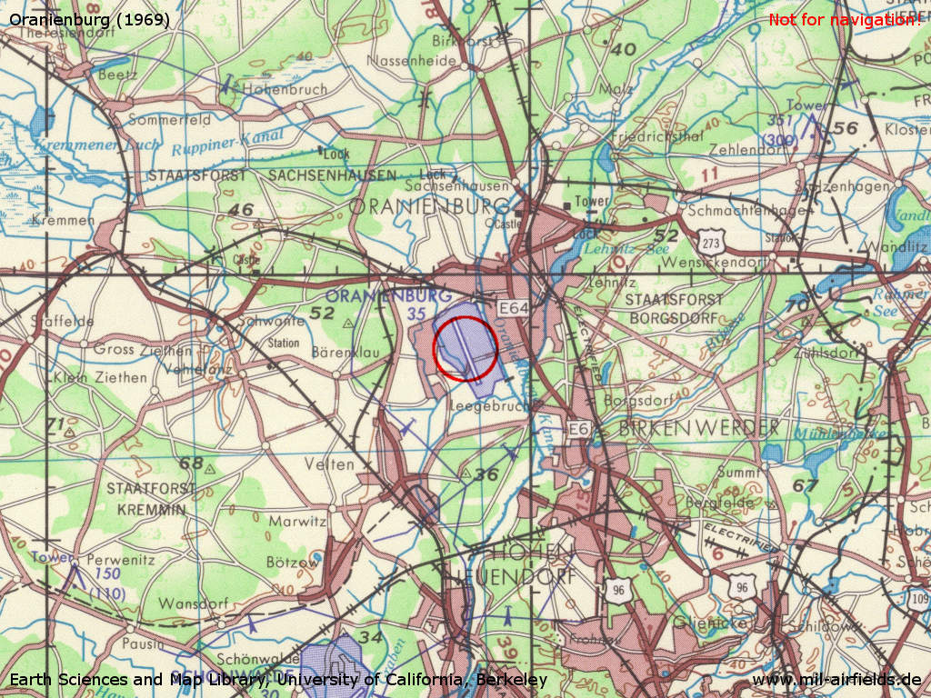 Oranienburg Air Base on a US map from 1969