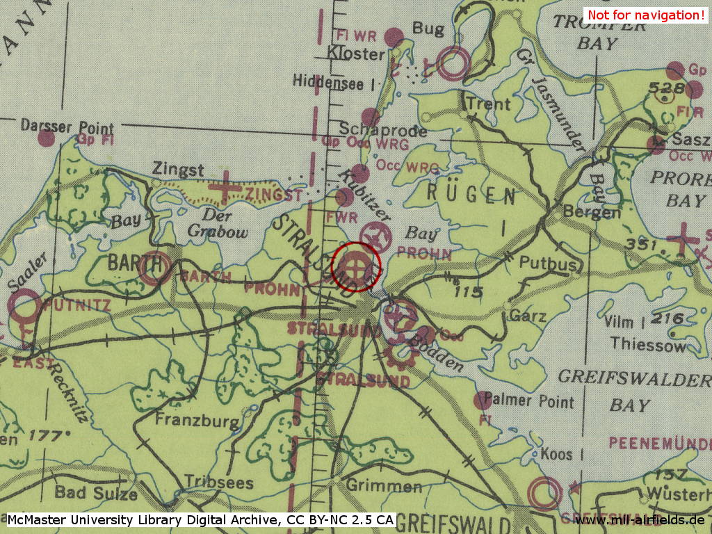 Fliegerhorst Parow auf einer Karte 1943
