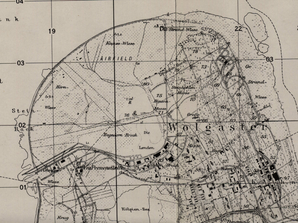 Peenemunde airfield on a US map from 1952