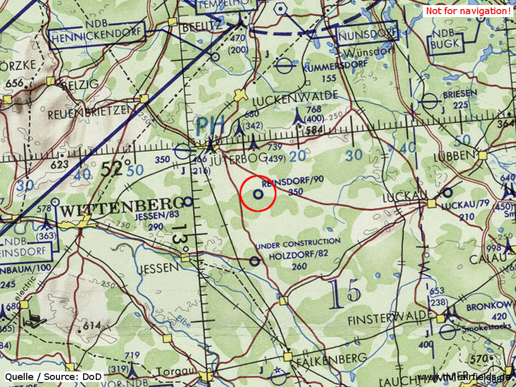 Flugplatz Reinsdorf auf einer Karte 1972