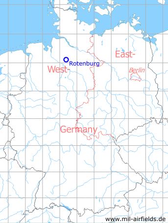 Map with location of Rotenburg (Wümme) Airfield, Germany