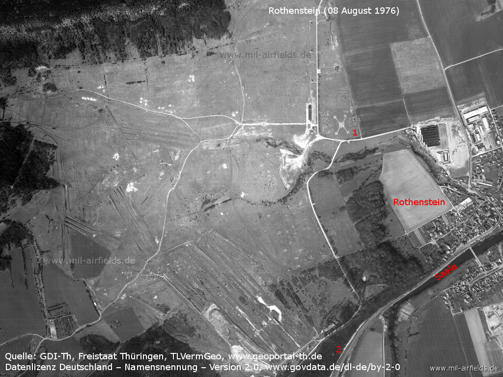 Ehemaliger Truppenübungsplatz Rothenstein auf einem Luftbild 1995