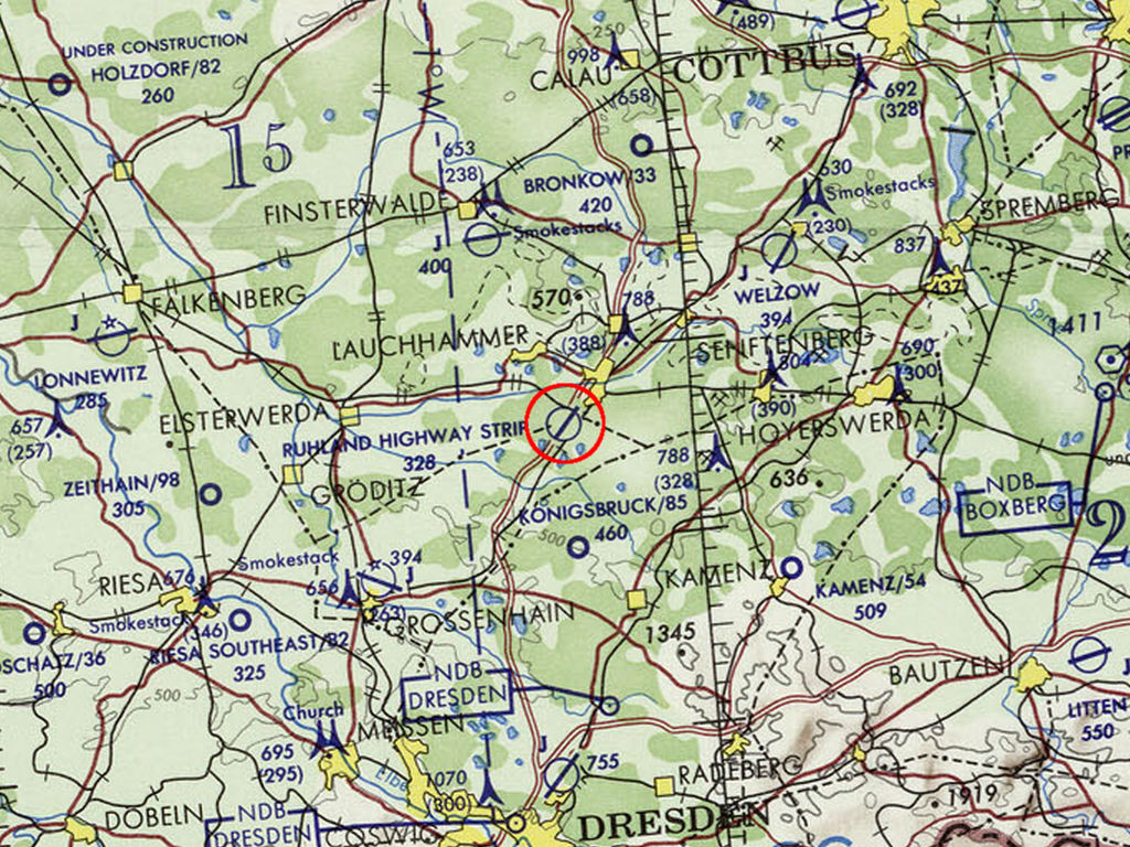 Ruhland on a US map 1972