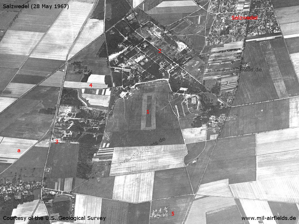Salzwedel Fliegerhorst, Heliport, East Germany, on a US satellite image 1967