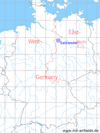 Karte mit Lage Fliegerhorst, Hubschrauber<wbr>lande<wbr>platz Salzwedel