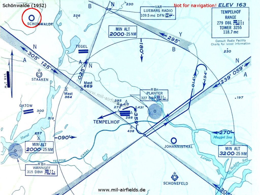 Schönwalde airfield on a USAF map 1952