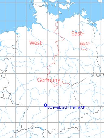 Map with location of Schwäbisch Hall Hessental Army Airfield AAF, Germany