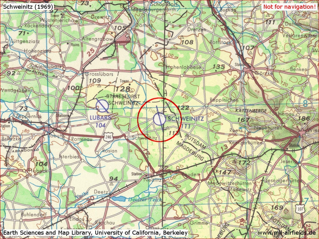 Schweinitz Airfield on a US map 1969