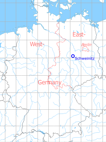 Map with location of Schweinitz Airfield, Germany