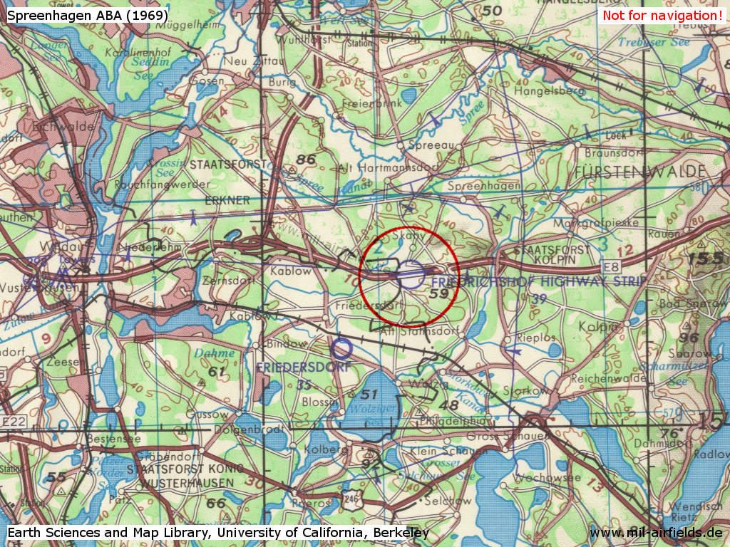 Friedrichshof Highway Strip auf einer Karte 1969