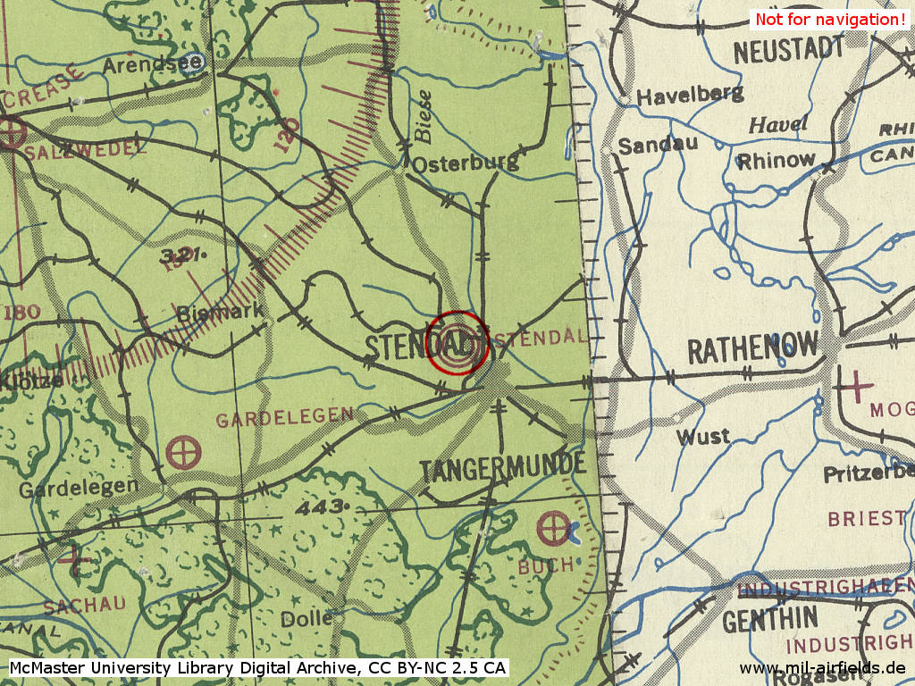 Der Fliegerhorst Stendal Borstel im Zweiten Weltkrieg auf einer Karte 194x