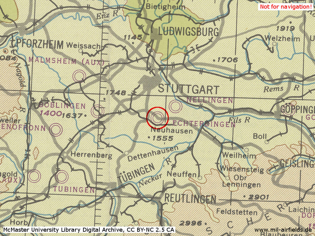 Map with Stuttgart airport in World War II